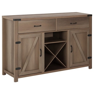 Farmhouse Coffee Bar Cabinet, Sideboard Buffet Cabinet Wine Cabinet with Drawers, Barn Style Doors, Wine Rack