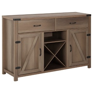 Farmhouse Coffee Bar Cabinet, Sideboard Buffet Cabinet Wine Cabinet with Drawers, Barn Style Doors, Wine Rack - 1 of 4