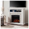 Southern Enterprises Decorative Fireplace Crisp White with rustic White faux stone: Freestanding Electric Media Console - 3 of 4