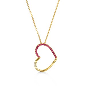 Guili 14K Gold or Rose Gold Plated Necklace with Cubic Zirconia Heart Pendant – A Timeless & Elegant Piece for Everyday Wear & Special Occasions. - 1 of 3