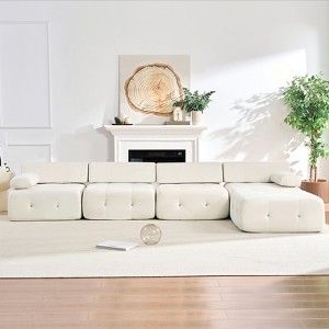 Mjkone L-Shaped Velvet Sectional Sofa,4-Seater Modular Sectional Sofa With Ottoman, Convertible Sofa Couches with Rivet Trim - 1 of 4