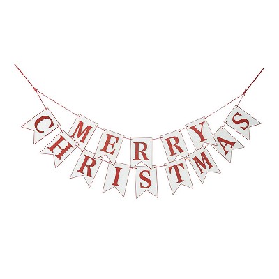 Raz Imports 4' White And Red Merry Christmas Wood Banner Garland ...