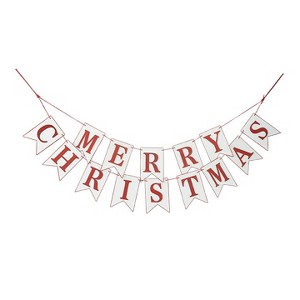 Raz Imports 4' White and Red Merry Christmas Wood Banner Garland - Unlit - 1 of 1