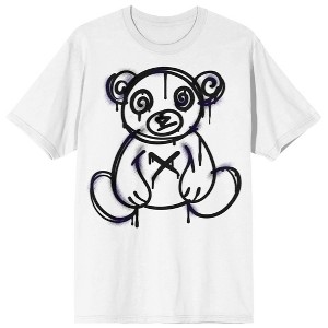 Teddy Drip Spray Painted Bear Graffiti Crew Neck Short Sleeve Men's White T-shirt - 1 of 3