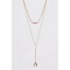 Slickblue Women's Pendant Necklace, Double Chain with Moon Charm, Layered Style, Gold Pink, 16-21" - 2 of 3