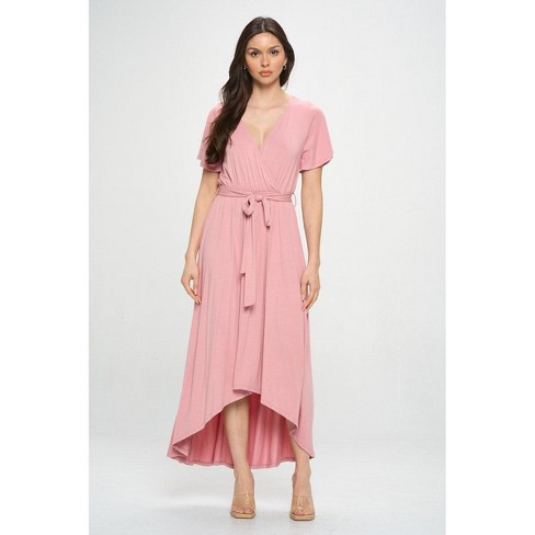 Pink faux wrap outlet dress