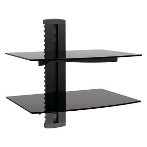 MegaMounts Tempered Glass Double Shelf Single Stud Wall Mount - 1 of 4