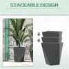 SKRAN Set of 3 Tall Planters, 18", 15.25", 11.75", MgO Indoor Outdoor Planters with Drainage Holes, Stackable Flower Pots for Garden, Patio - 4 of 4