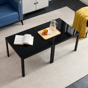 Nesting Coffee Table Set of 2, Square Modern Stacking Table with Tempered Glass Finish, for Living Room - 1 of 4