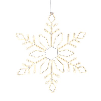 GIL 30.7 Inch High Electric LED Cool White Neon Lit Hanging Snow Flake with Outdoor Adaptor