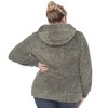 Plus Size Hooded High Pile Fleece Jacket - White Mark - 3 of 4