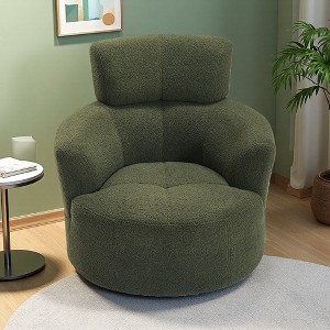 360-degree Swivel Barrel Chair with Adjustable Headrest and Berber Fleece Upholstery - 1 of 4