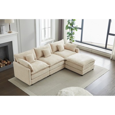 99" Chenille Upholstery Modular L-Shaped Sectional Sofa, 4-Piece Free Combination Couch
