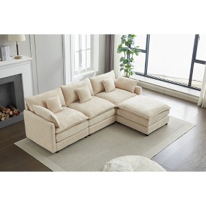 99" Chenille Upholstery Modular L-Shaped Sectional Sofa, 4-Piece Free Combination Couch - 1 of 4