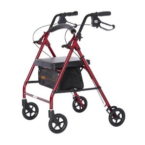 Rhythm Healthcare Royal Aluminum Rollator Lightweight 4 Wheel Walker Seat, Red - 1 of 4