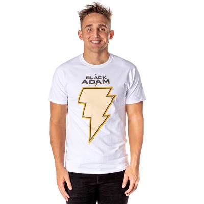Seven Times Six DC Comics Black Adam Mens' Yellow Lightning Bolt Marvel Nemesis T-Shirt White