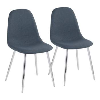 Set of 2 Pebble Metal/Polyester Dining Chairs with Chrome Legs Blue - LumiSource