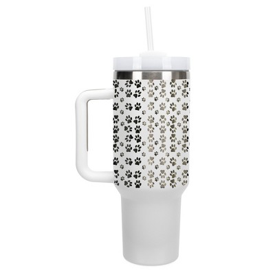 Elanze Designs Puppy Dog Pawprint Pet Love 40 oz. Stainless Steel, Large Water Bottle Coffee Mug, Spill & Leak Resistant, Thermal Travel Tumbler with