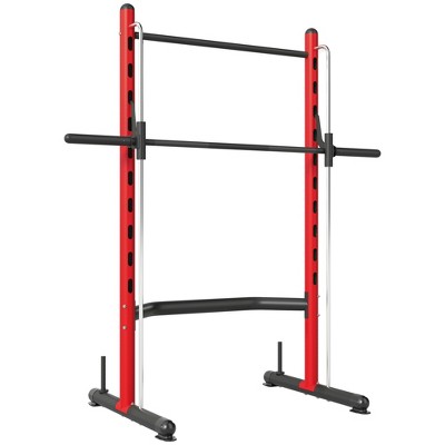 Soozier Adjustable Squat Rack with Pull Up Bar and Barbell Bar, Multi-Function Bench Press Weight Lifting Equipment