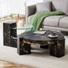 Round Double-Layer Coffee Table with MDF and Glass Top, Detachable L-Shaped Legs for Living Room and Lounge Use - 3 of 4