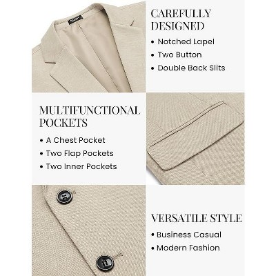 COOFANDY Mens Casual Blazer Knit Sport Coat Lightweight Two Button Suit Jacket Black L — фото 3