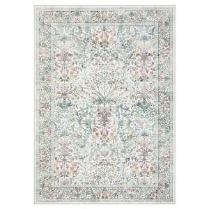 Modern Farmhouse Floral Print Area Rug for Living Room Bedroom, Modern Washable Non Slip Large Dining Room Carpet for Nursery Office Guest Room - 1 of 4