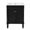 Okak Modern Small Freestanding Bathroom Vanity with Top Sink,Solid Wood Single Bathroom Storage Cabinet with 2 Doors - 4 of 4