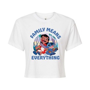 Women's - Lilo and Stitch - Family Means Everything Cropped Graphic T-Shirt - 1 of 4