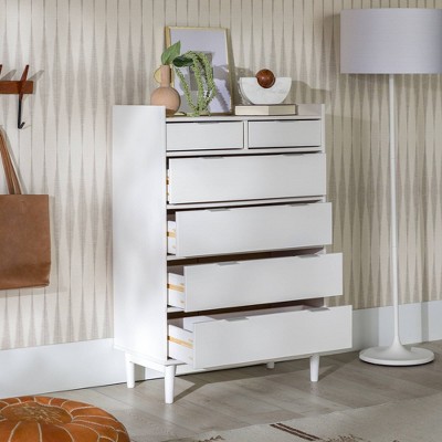 Mid-Century Modern Solid Wood 6 Drawer Vertical Dresser - Saracina Home