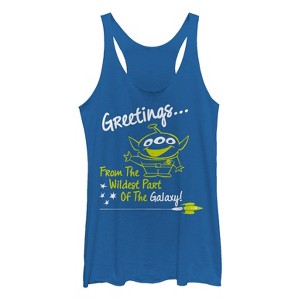 Women's Toy Story Alien Greeting from Wild Galaxy Racerback Tank Top - 1 of 3