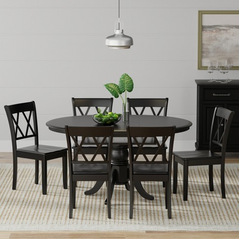 Glenwillow Home 7-pc - Oval Butterfly Leaf Dining Table + Double X-back ...