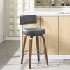 Bekrvio 26" Faux Leather Swivel Bar Stools Set of 1/2/3/4,Mid Century Modern Counter Chairs with Wood Legs and Curved Back for Kitchen Island - 3 of 4