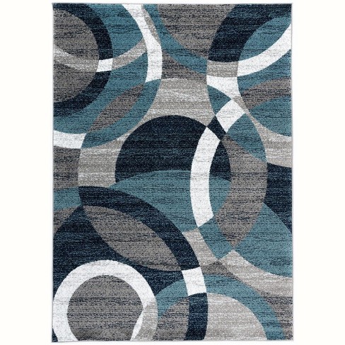 World Rug Gallery Geometric Circles Blue 6'6