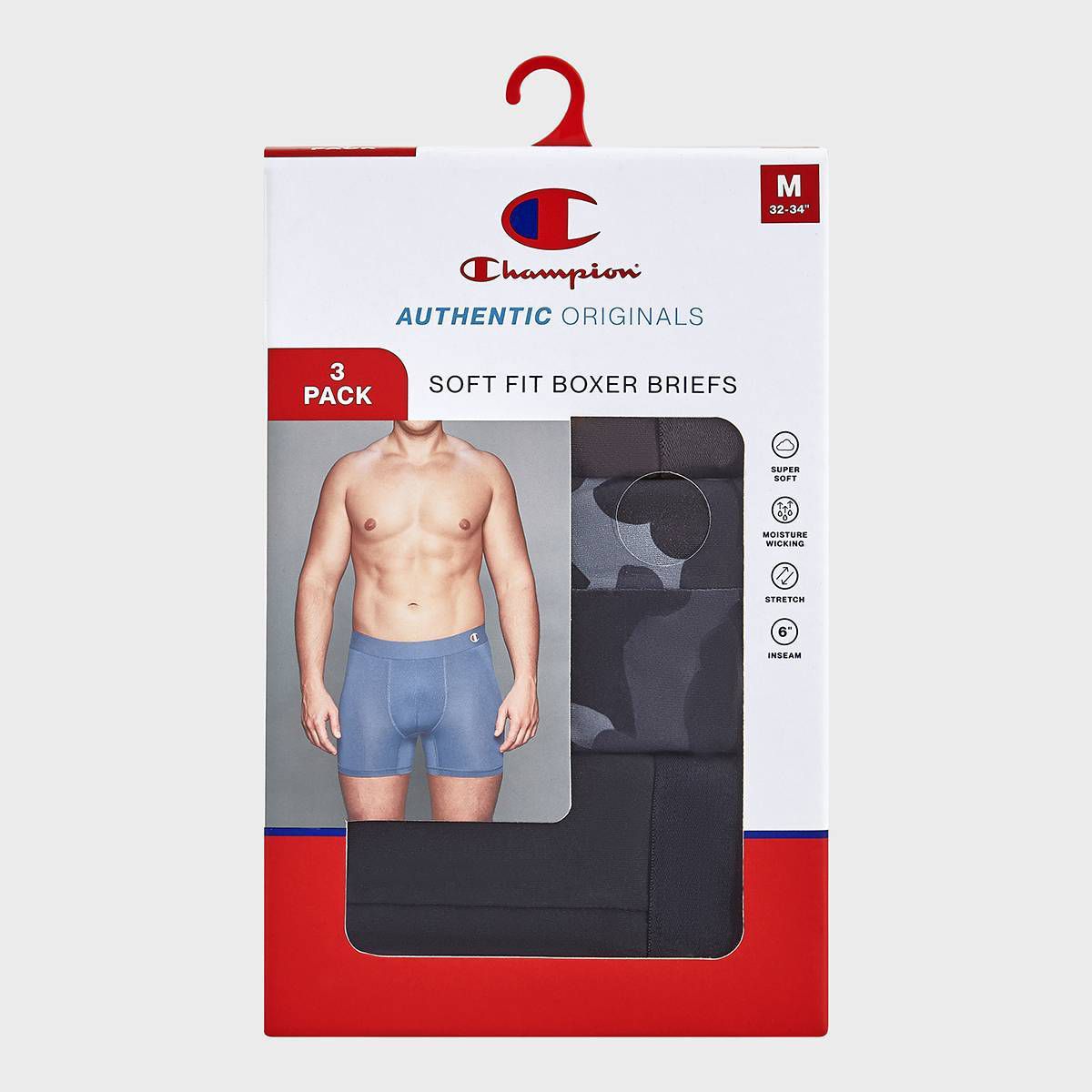 Champion Men's Authentic Originals 3pk Wicking Boxer Briefs - thumbnail 8