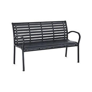 Itopfox 3-Seater Outdoor Bench with Classic Backrest, Black Powder Coated Steel Frame, Weather Resistant for Garden, Patio, Backyard, Parks - 1 of 4