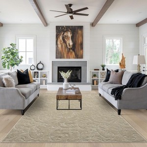 Ultra Soft Shaggy Area Rug 11x15 Ft for Living Room Floral Plush Faux Fur Large Carpet Non-Shedding&Easy Care Boho Flutty Fuzzy Rug Thick Ideal - 1 of 4