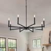 LLHZSY 8-Light Classic Candle Chandelier Kitchen island Hanging Pendant for dining room - 35.4 in. W x 7.3 in. H - Black - 2 of 4