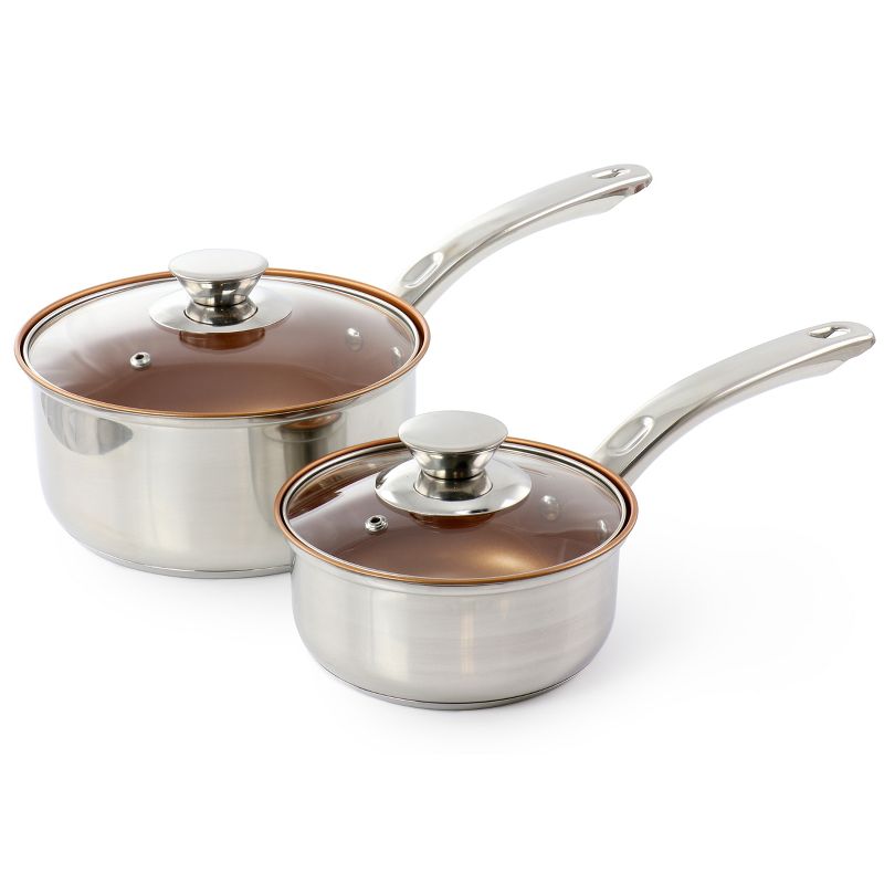 Gibson Home Anston 7 Piece Nonstick Stainless Steel Cookware Set in Copper, 3 of 8