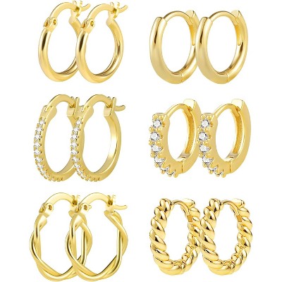 3 Pairs Small Huggie Hoop Earrings Set 14K Gold Hypoallergenic Lightweight Huggie Hoops Earrings for Women Girls