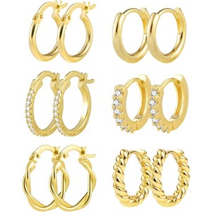 3 Pairs Small Huggie Hoop Earrings Set 14K Gold Hypoallergenic Lightweight Huggie Hoops Earrings for Women Girls - 1 of 4