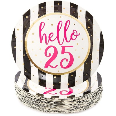 Sparkle and Bash 48 Packs Hello 25 Birthday Party Disposable Paper Plates 9" for Lunch Dinner