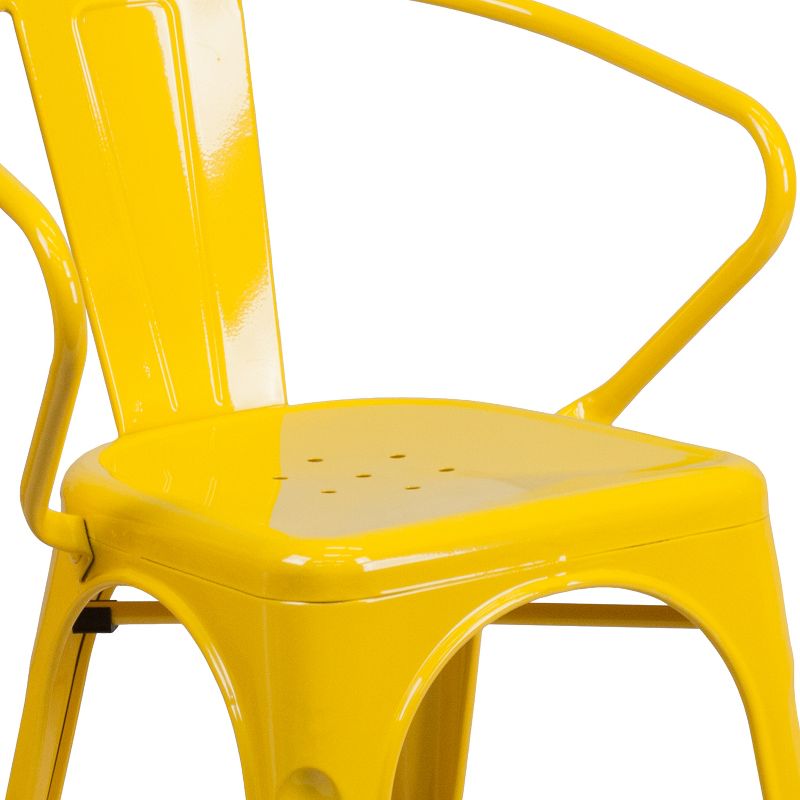 Emma and Oliver Commercial Grade Colorful Metal Indoor-Outdoor Chair with Arms, 5 of 11