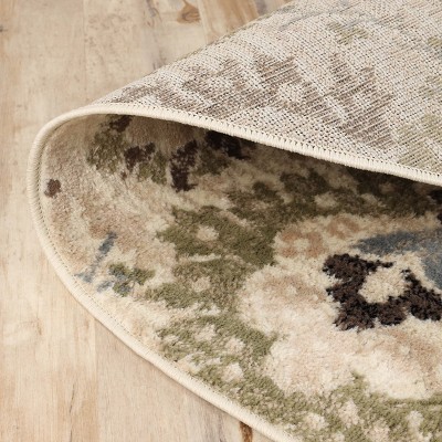 Augusta Multicolored Floral Damask 5' Round Synthetic Area Rug