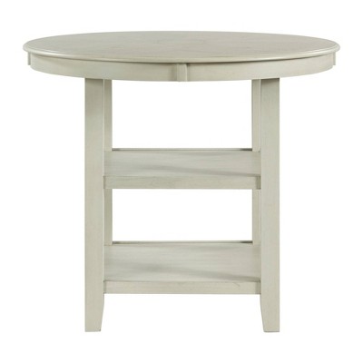 Bisque Gray 42" Transitional Round Wood Counter Height Dining Table