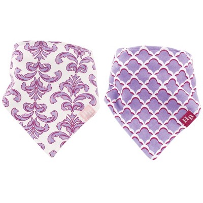 Hudson Baby Infant Girl Cotton Bandana Bibs 2pk, Brocade, One Size