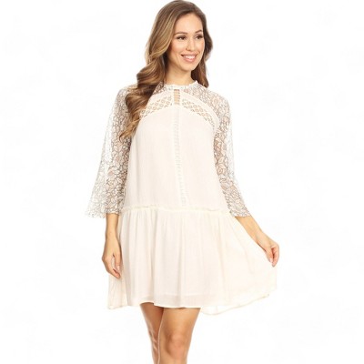 Short White Lace Swing Dress