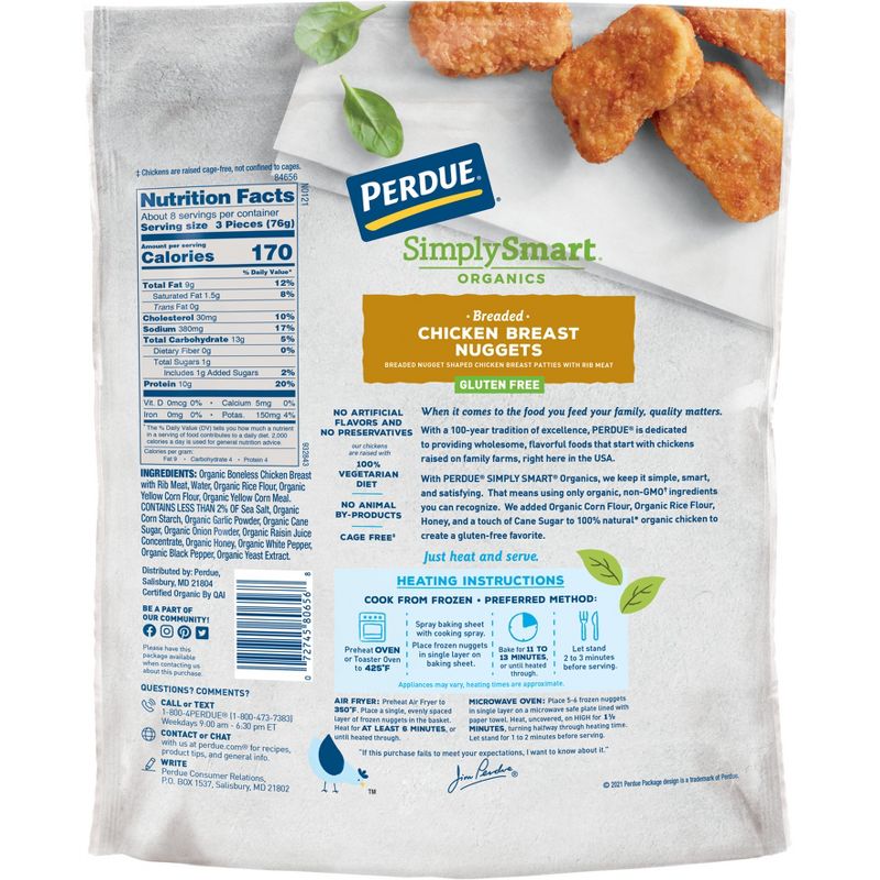 Perdue Simply Smart Organics Gluten Free Breaded Chicken Breast Nuggets - Frozen - 22oz, 3 of 9