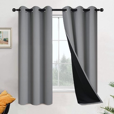 Yakamok Room Darkening Thermal Insulated Blackout Curtains for Bedroom (42Wx63L,Grey, 2 Panels)