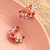 SOHI Women's Red Cluster Hoop Earrings - 2 of 3