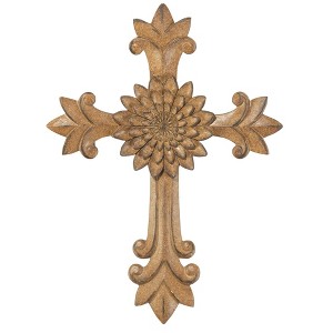 Dicksons Medallion Wood Look Textured Distressed Finish Brown 11.5 x 8.75 Resin Decorative Wall Cross - 1 of 1